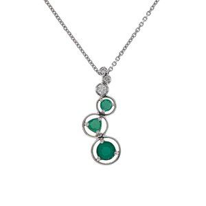 0.77 Ct.tw Emerald And Diamond Journey Pendant 14K White Gold